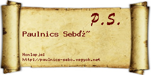 Paulnics Sebő névjegykártya